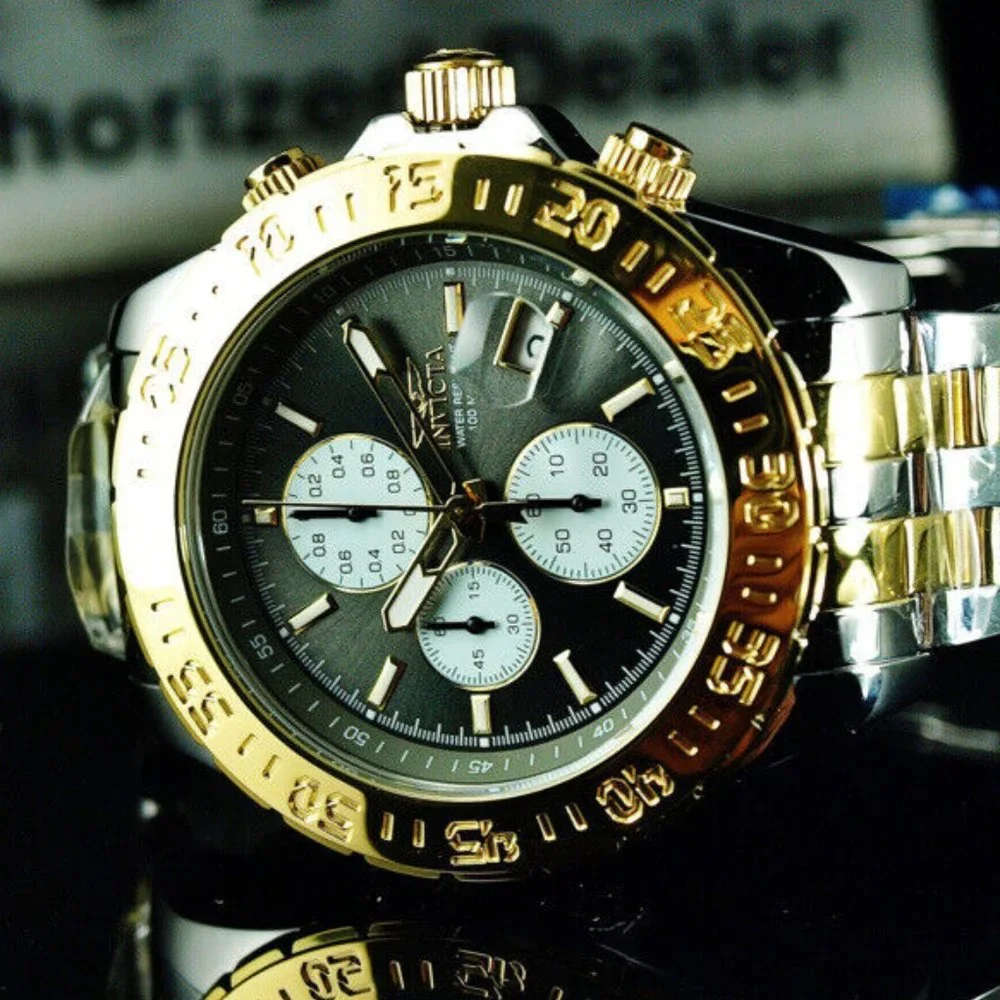 Invicta Two Tone 18k Gold Men Watch